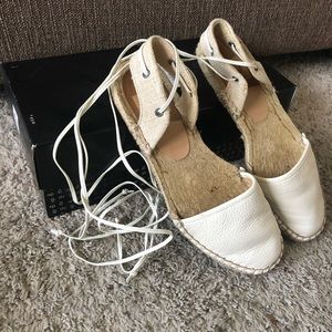 Dolce Vita White Leather Lace Up Espadrilles